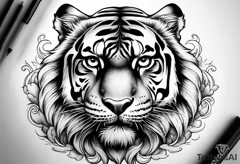 tiger in clouds tattoo idea