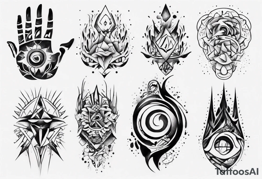 abstract tattoo on the hand tattoo idea