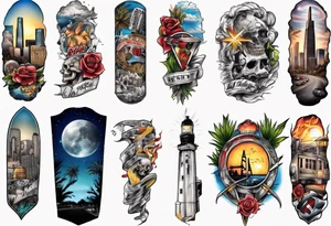 Los Angeles theme half sleeve tattoo idea