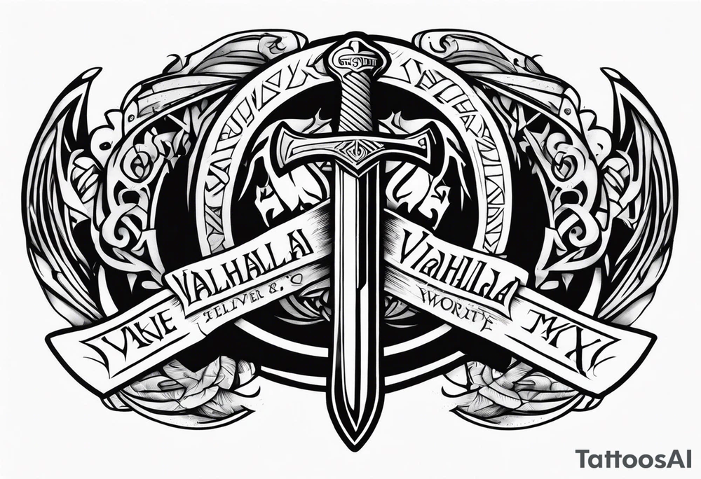 Valhalla sword axe tattoo idea