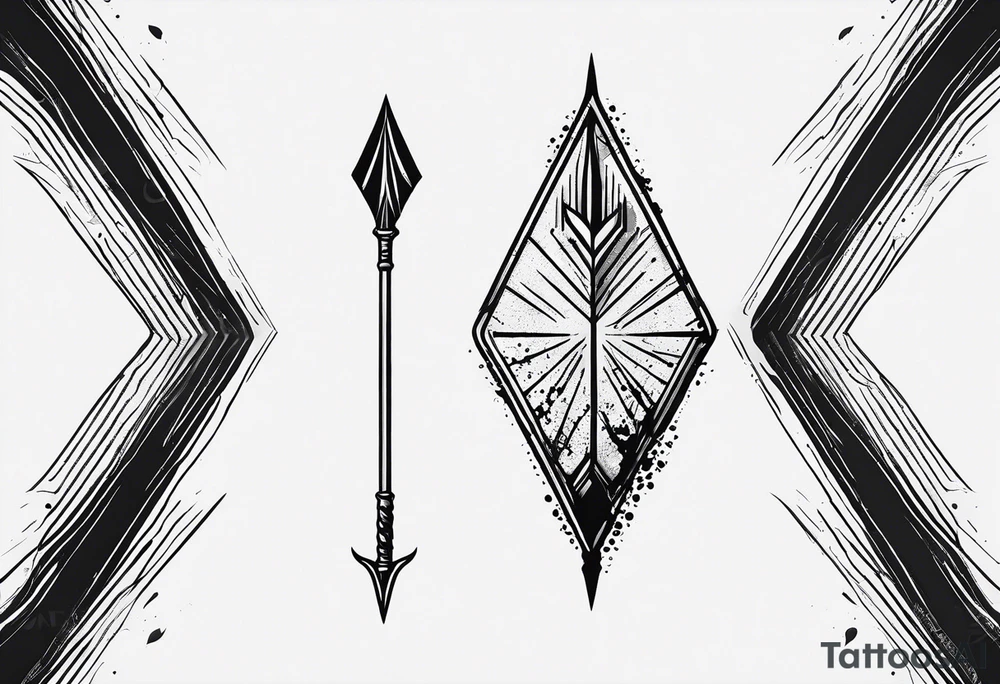an arrow with only one drip of blood on the tip of it simple line art tattoo idea