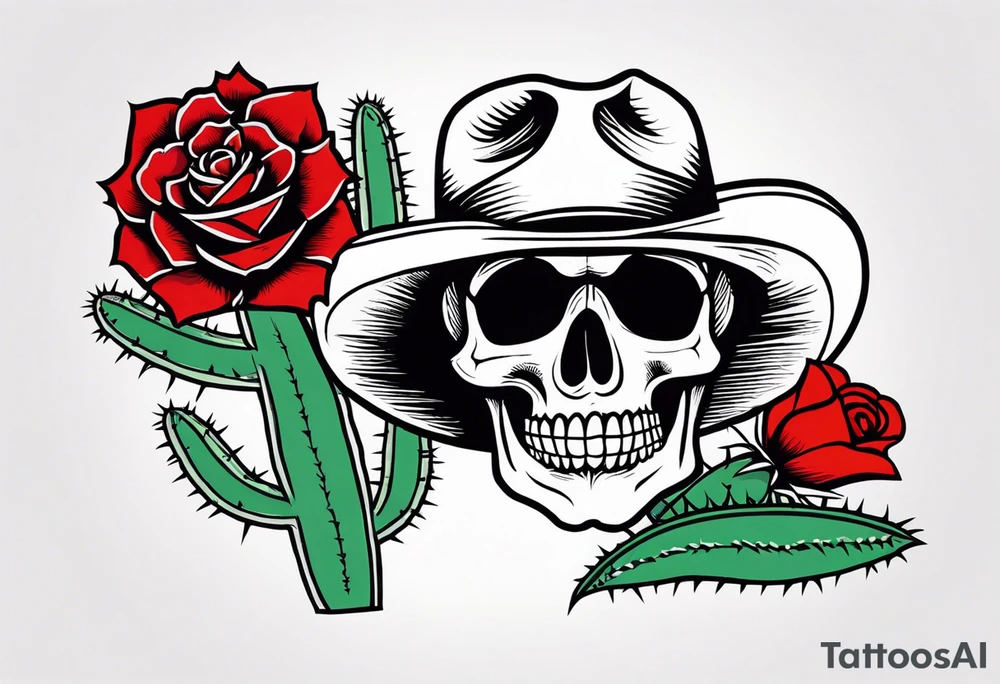 red rose, Mexican hat,  cactus, except skull tattoo idea