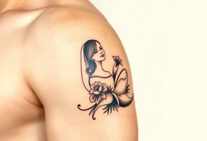 A softly shaded vintage-style illustration of a bride and groom, with sepia tones for an old-world charm tattoo idea