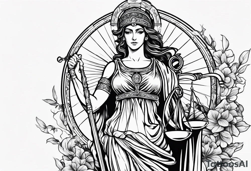 Themis (Greek Goddess of Justice), with blood in her eyes tattoo idea