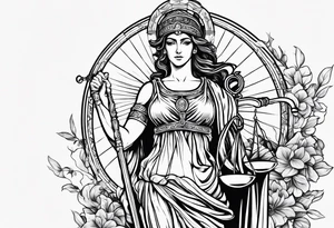 Themis (Greek Goddess of Justice), with blood in her eyes tattoo idea