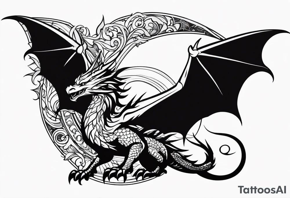 Silhouette wyvern tattoo idea