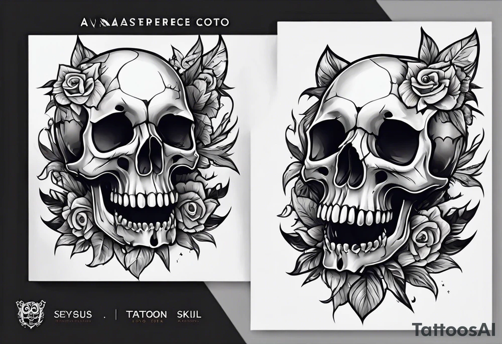 Bold Neo traditional animal skull broken tattoo idea