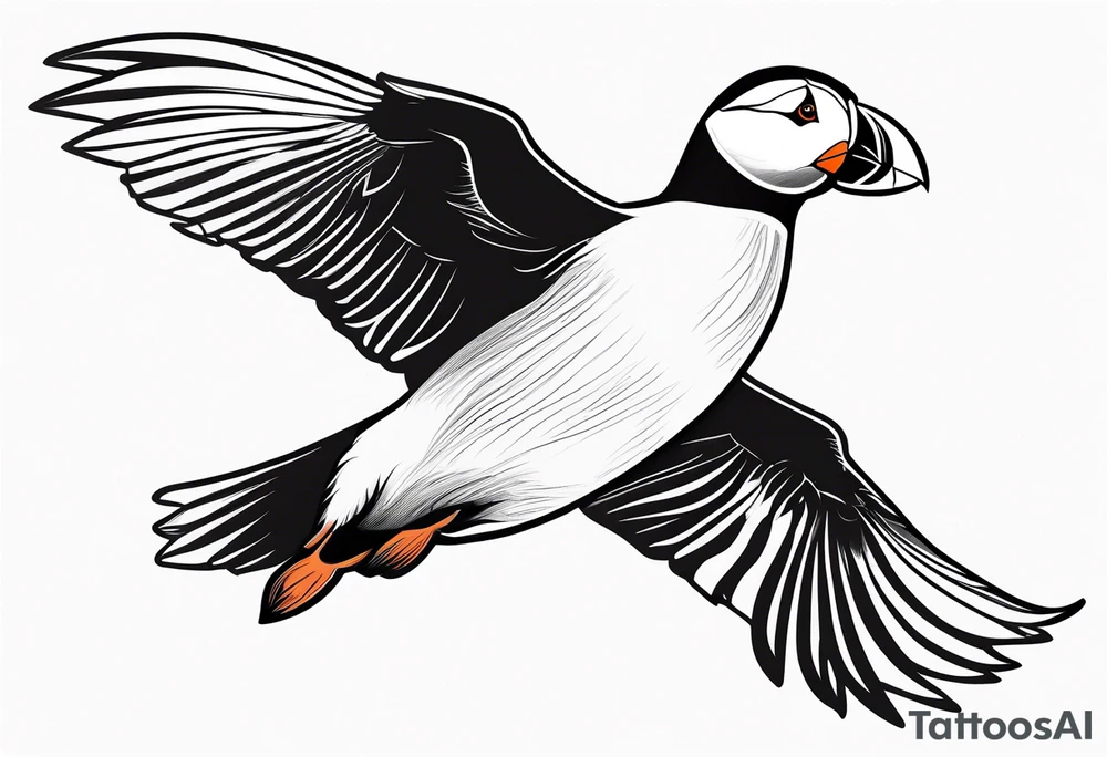 a flying puffin
- (mostly black coloured) forarm Tattoo tattoo idea a flying puffin
- (mostly black coloured) forarm Tattoo tattoo idea