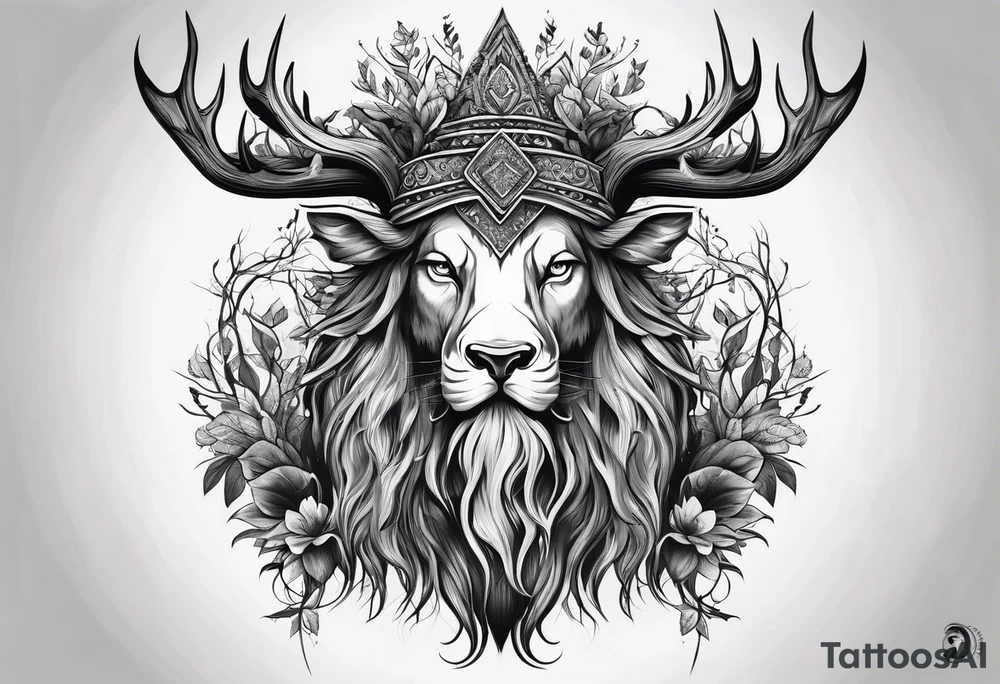 Leshy with Russian pattern tattoo idea