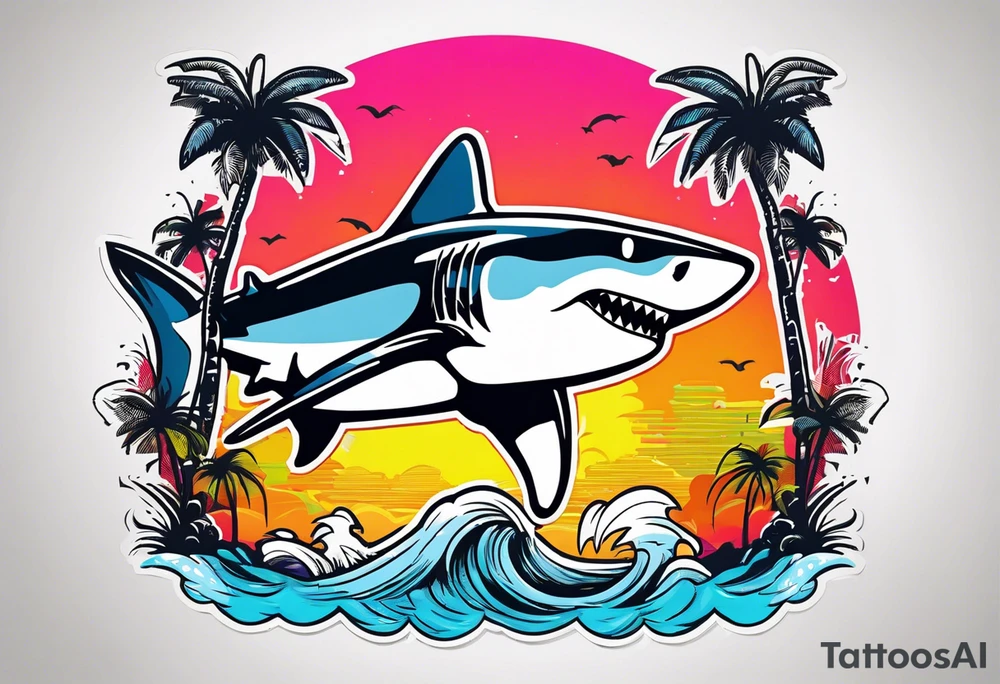 Great white shark, palm trees, $$$$$$ tattoo idea