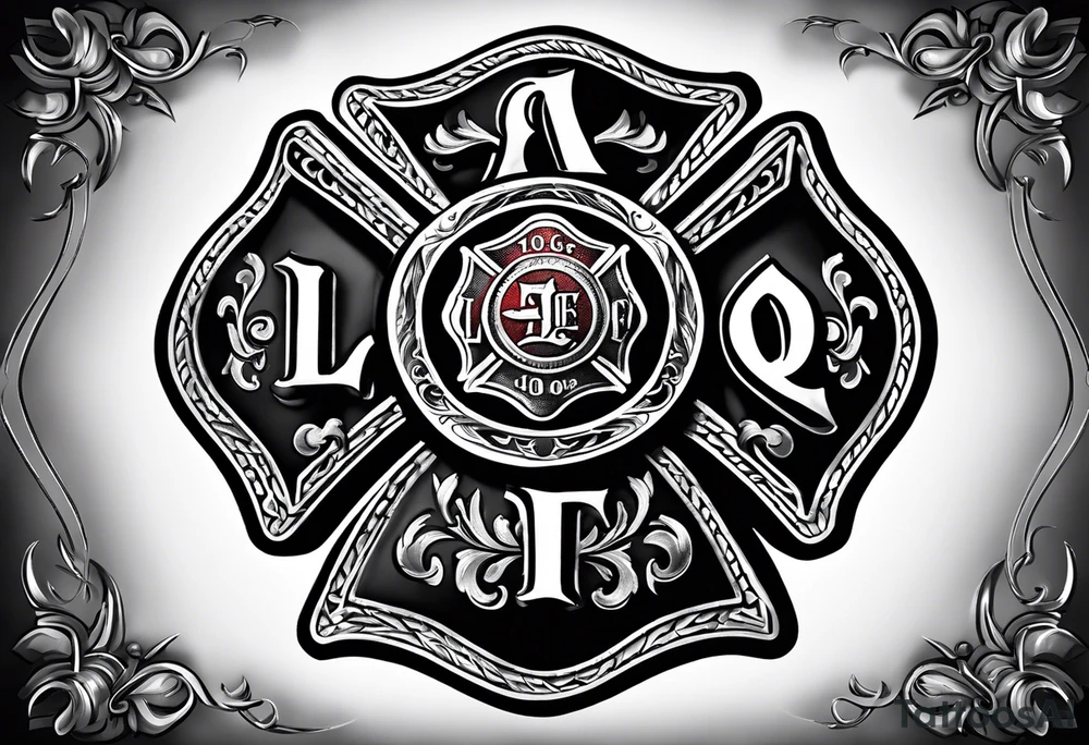 A firefighter Maltese cross with my children's initials in the top and bottom.  L.D.O on top and I.G.O ON THE BOTTOM tattoo idea