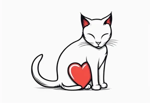 Cat hugging a heart full body tattoo idea