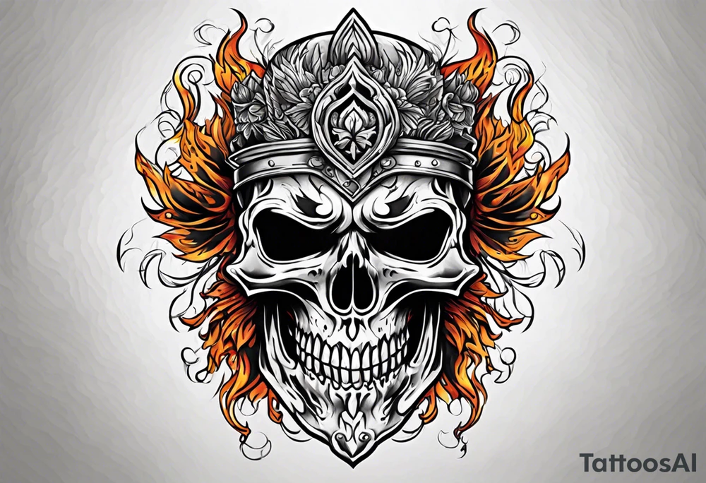 burning skull tattoo idea
