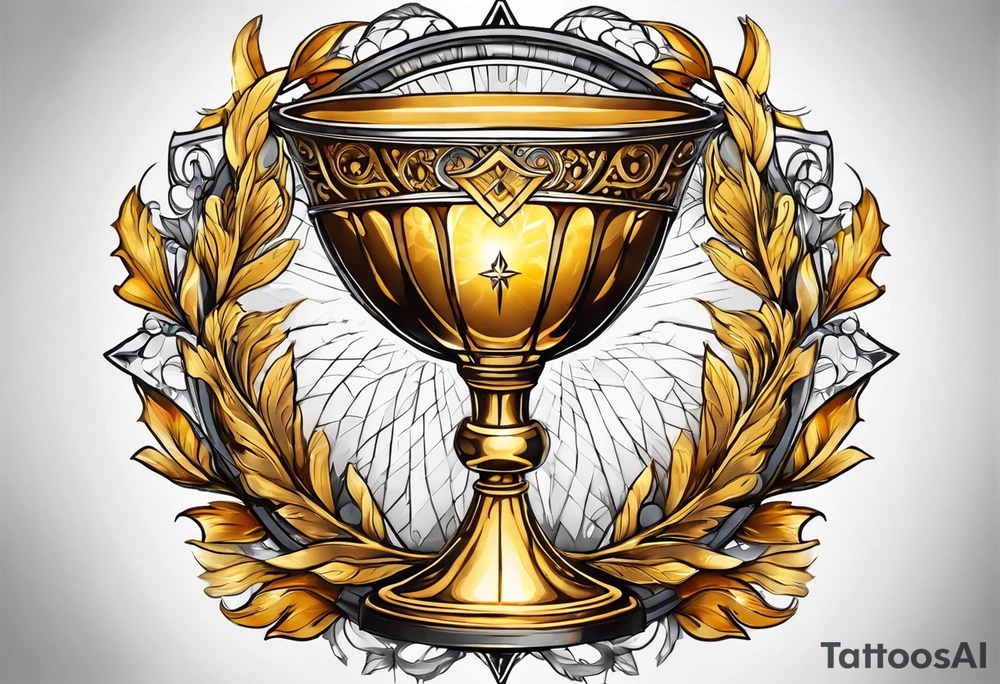 chalice surrounded by golden halo tattoo idea