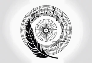Feather Mandala tattoo with music notes tattoo idea