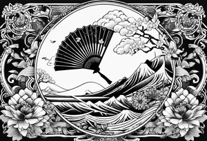 All Black Japanese fan tattoo idea