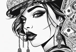 Girl mouth and money tattoo idea