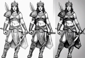 Female gladiator full body tattoo idea