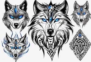 Dark wolf with blue eyes tattoo idea