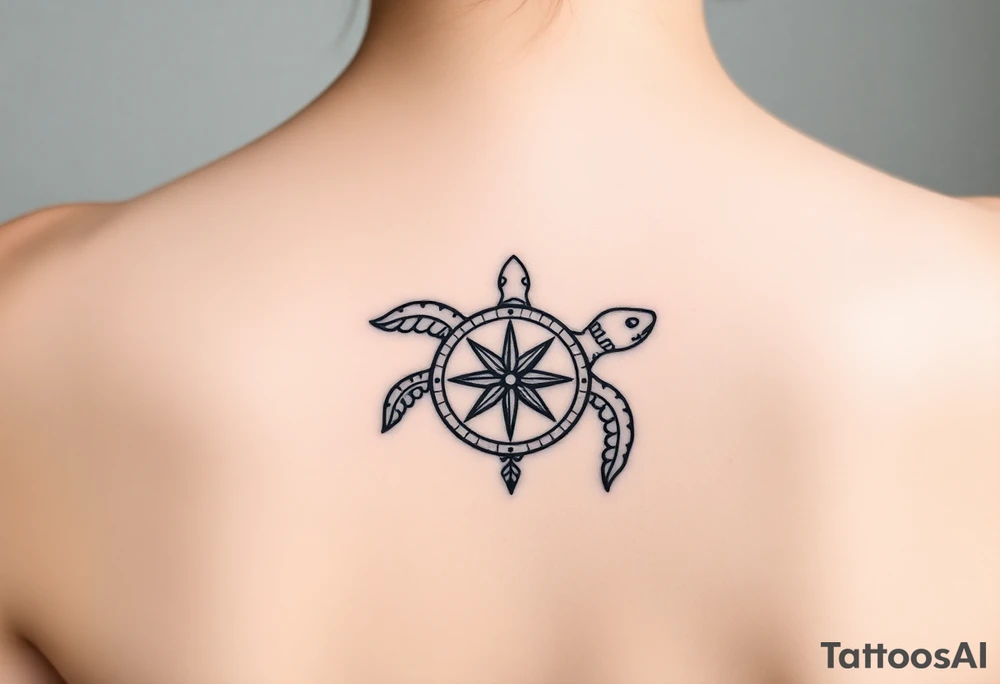 fine line tattoo of a turtle combined with a compass tattoo idea fine line tattoo of a turtle combined with a compass tattoo idea