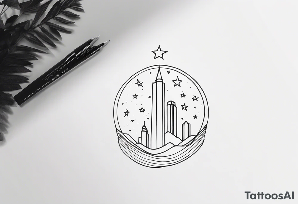 Minimalist tattoo for back and neck with straight line going up beck depicting saying “keep your feet in the ground and your eyes on the stars” tattoo idea