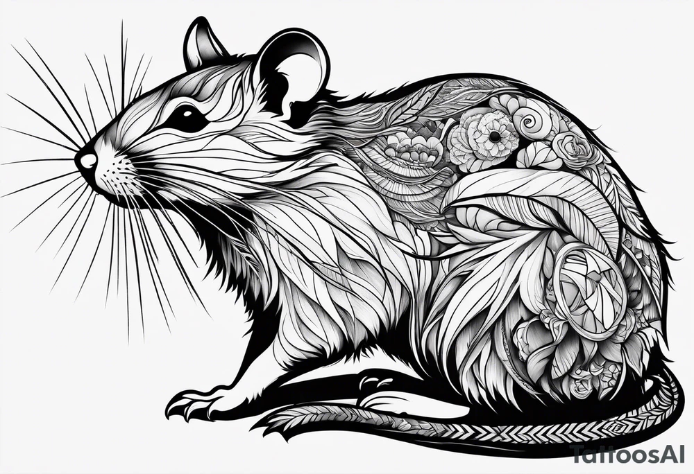 Wood rat, feminine, gentle, seen from underneath tattoo idea