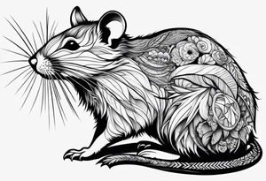 Wood rat, feminine, gentle, seen from underneath tattoo idea