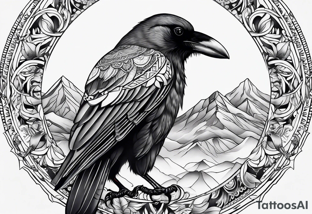Crow mandala tattoo idea