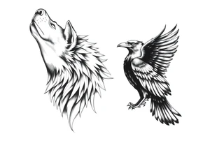 wolf, crow, eagle tattoo tattoo idea