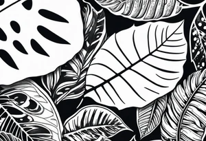 Monstera avec serpent tattoo idea