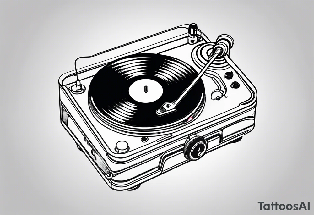 Recordplayer finline art minimalistic 2D only one line tattoo idea