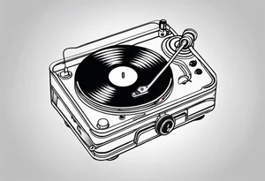 Recordplayer finline art minimalistic 2D only one line tattoo idea