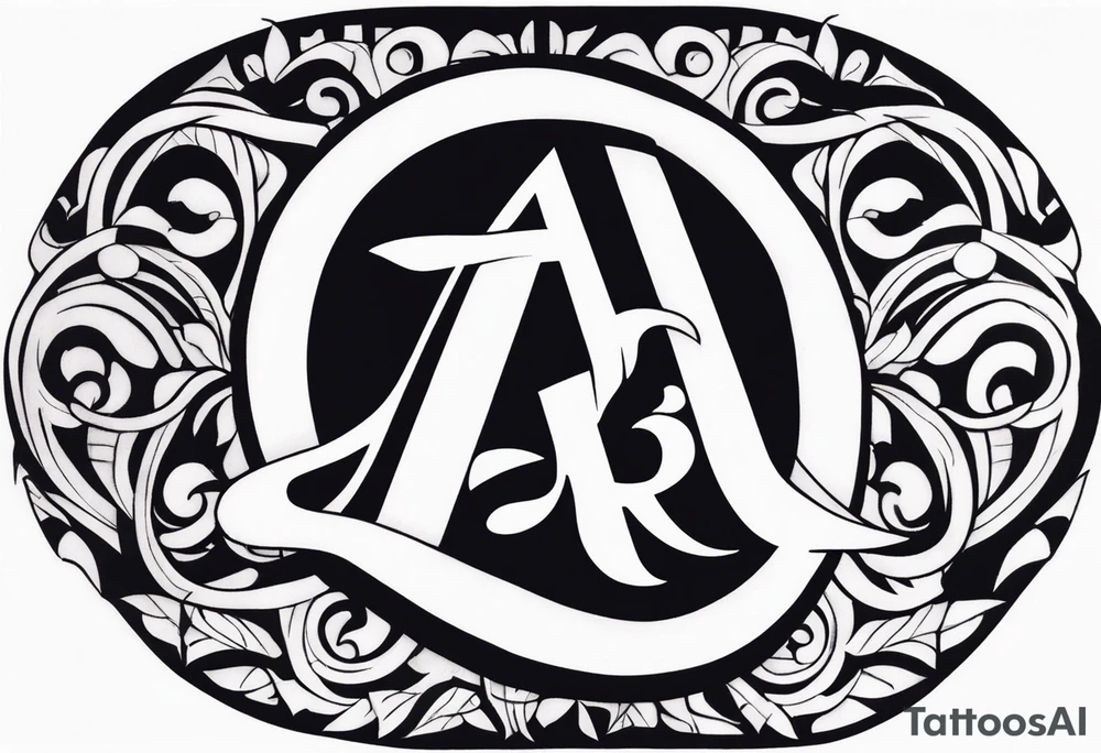 the letters A R in the middle of a ninja headband tattoo idea
