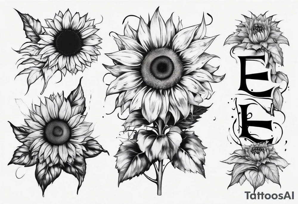 combining the letters E and H with a sunflower tattoo idea combining the letters E and H with a sunflower tattoo idea