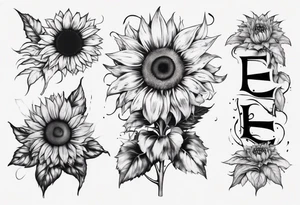 combining the letters E and H with a sunflower tattoo idea