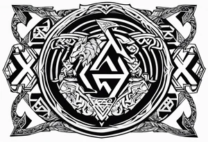 Valhalla shield sword valknut lion dragon tattoo idea