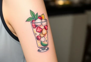 Fun Caribbean cruise cocktail with lots of garnishes and ice IN A ROCKS GLASS tattoo idea