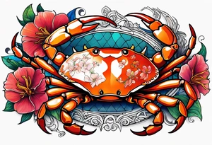 Flowers zodiac crab cancer tattoo idea