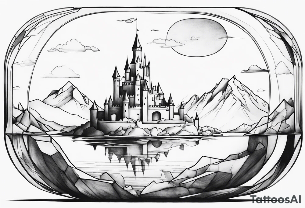 a castle floating in the crystal tattoo idea
