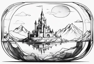 a castle floating in the crystal tattoo idea