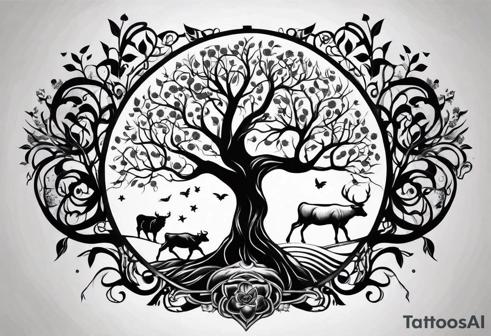 Tree of life and Taurus tattoo idea