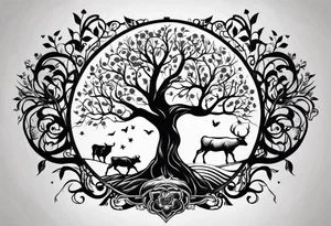 Tree of life and Taurus tattoo idea