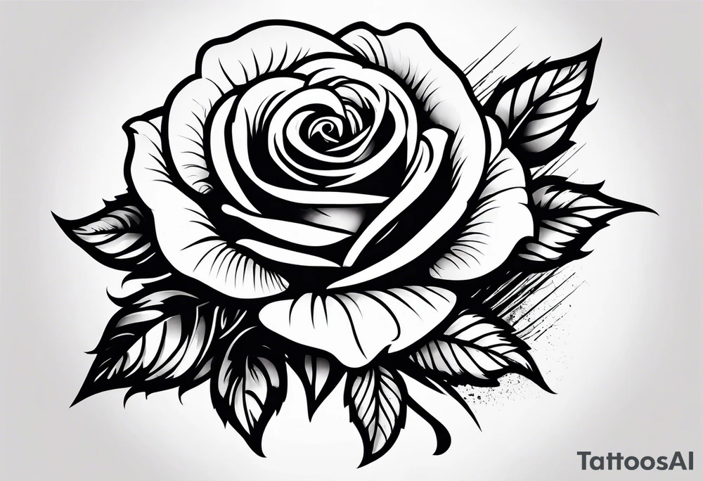 clock with a rose tattoo idea