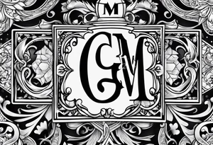 combined letter g and m
with suits of cards tattoo idea