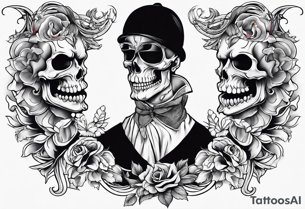 neck tattoo stencil about pain and struggle in new school or polka trash style tattoo idea