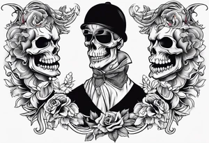 neck tattoo stencil about pain and struggle in new school or polka trash style tattoo idea