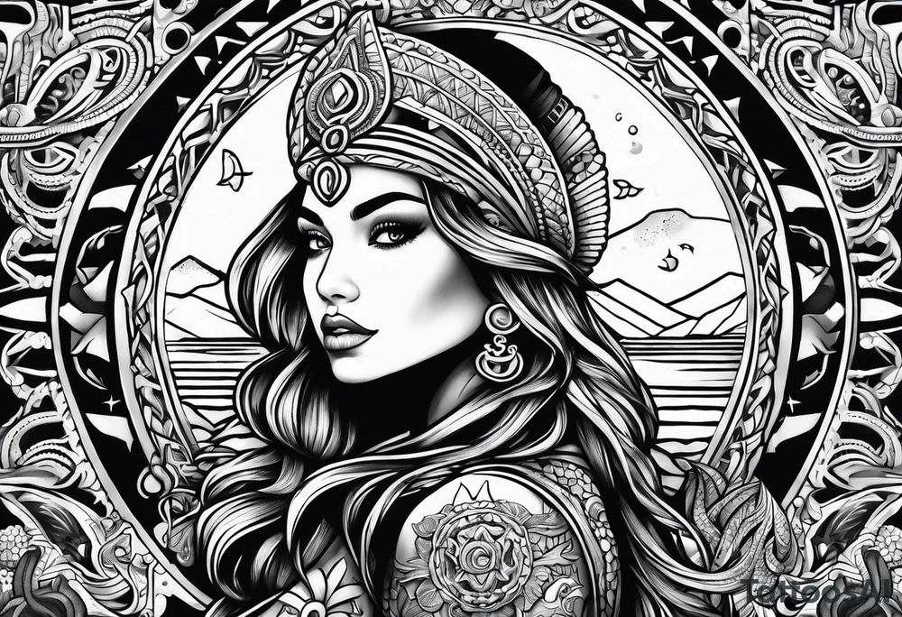 mermaid aztec tattoo idea