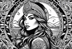 mermaid aztec tattoo idea
