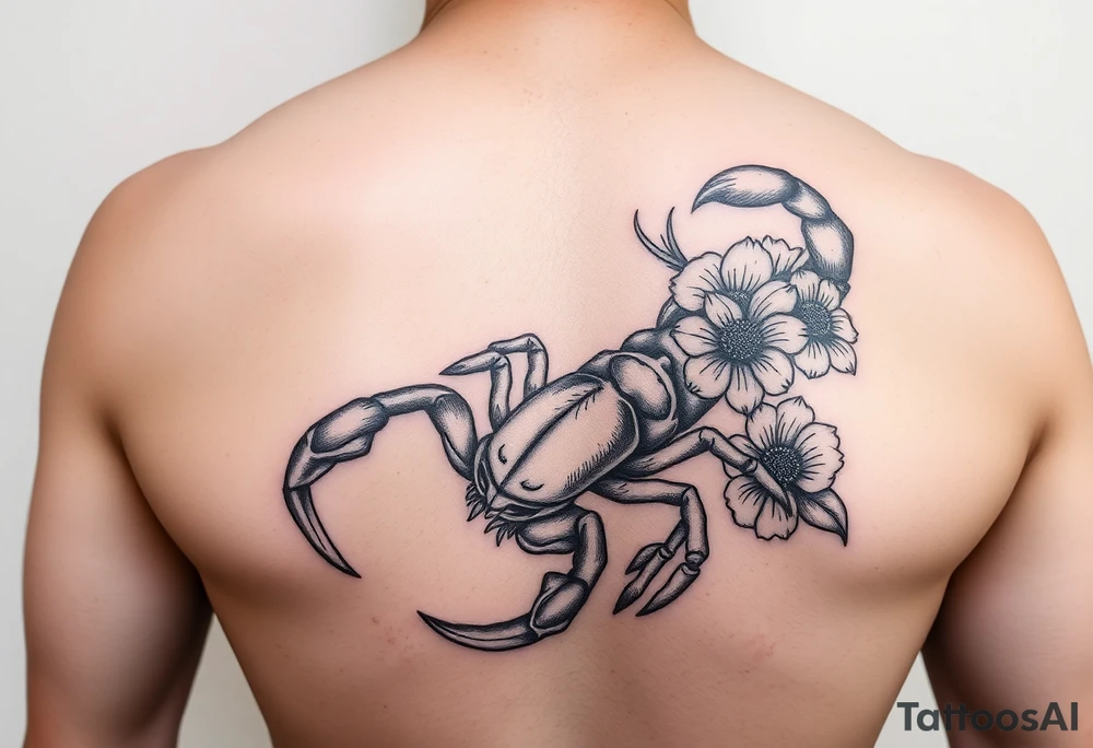 A scorpion with carnations tattoo idea