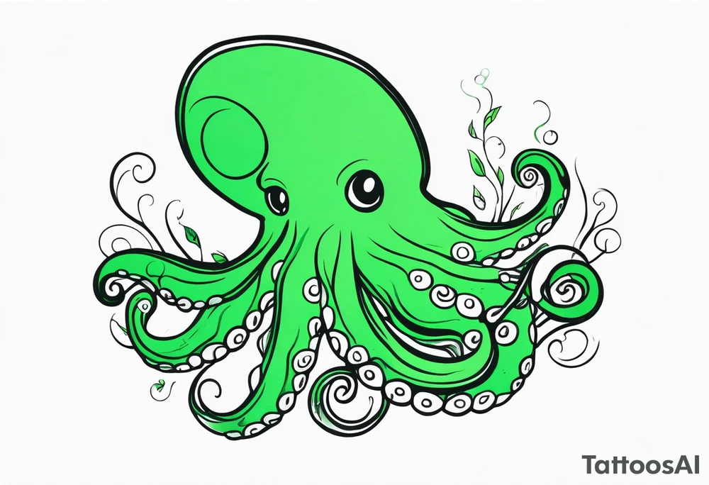 Electric octopus peaceful green nature tattoo idea
